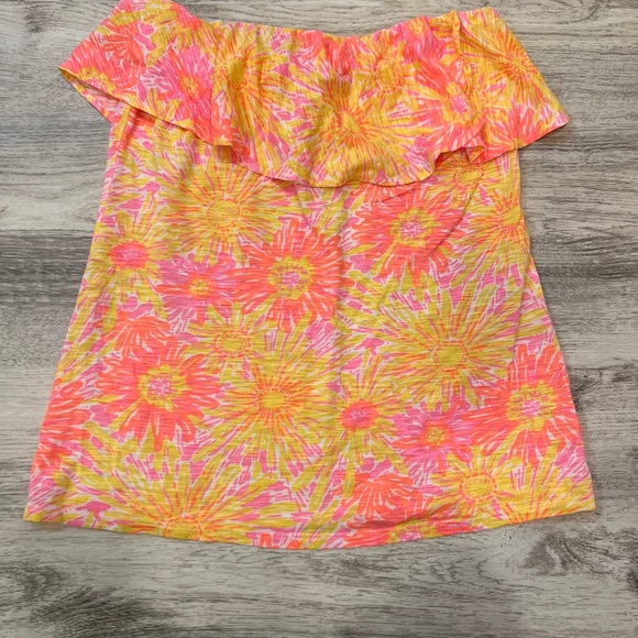 Lilly Pulitzer Wakely Floral Tube Top Shirt Size M - Picture 1 of 2